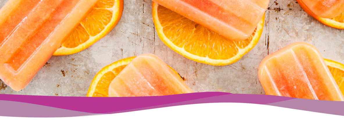 orange frozen pops and pink graphic image